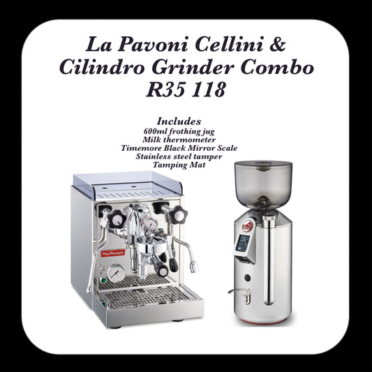La Pavoni Cellini Espresso MAchine with Cilindro grinder combo