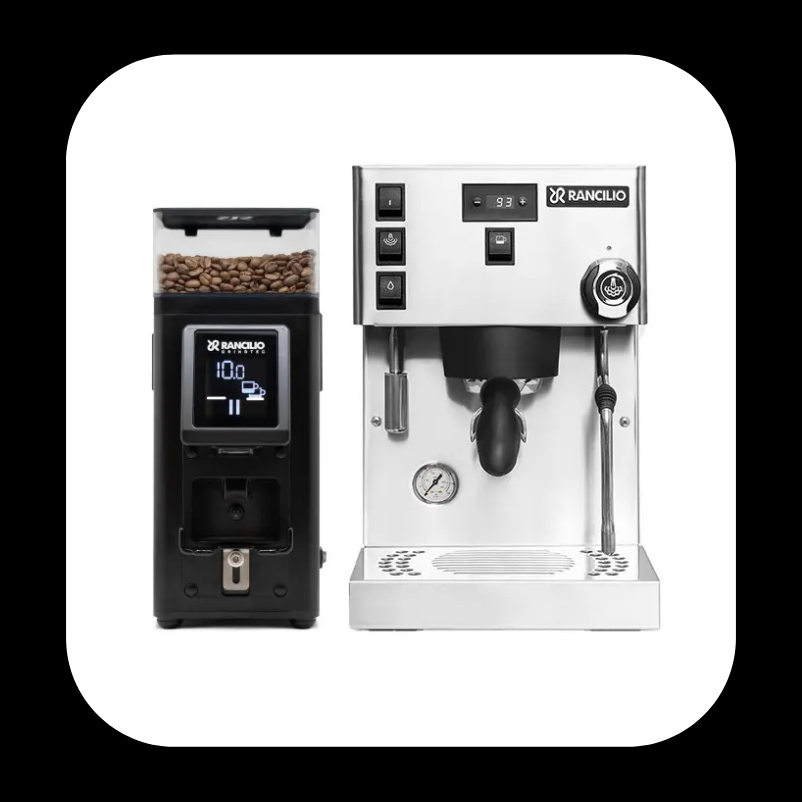 Rancilio Silvia Pro X Espresso Machine With Black Rancilio Stile Grinder
