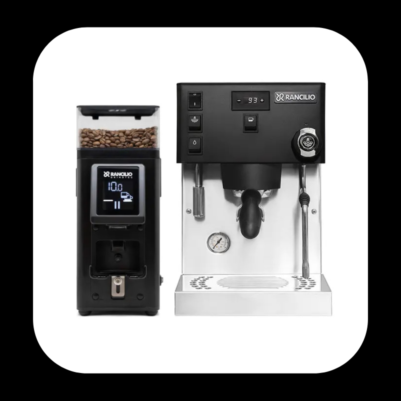 Rancilio Silvia Pro X Espresso Machine Black with Black Rancilio Stile Grinder